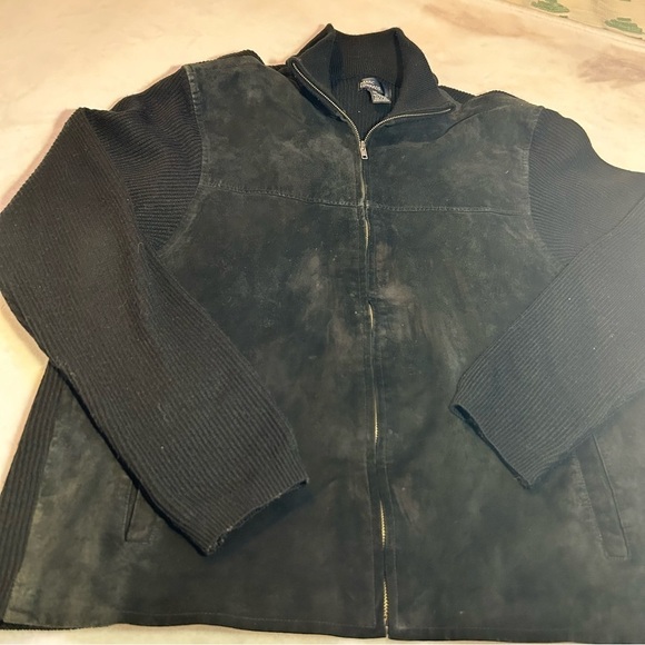 Marc Edwards Full Zip Leather Sweater Jacket Black Size XXL - Picture 8 of 12